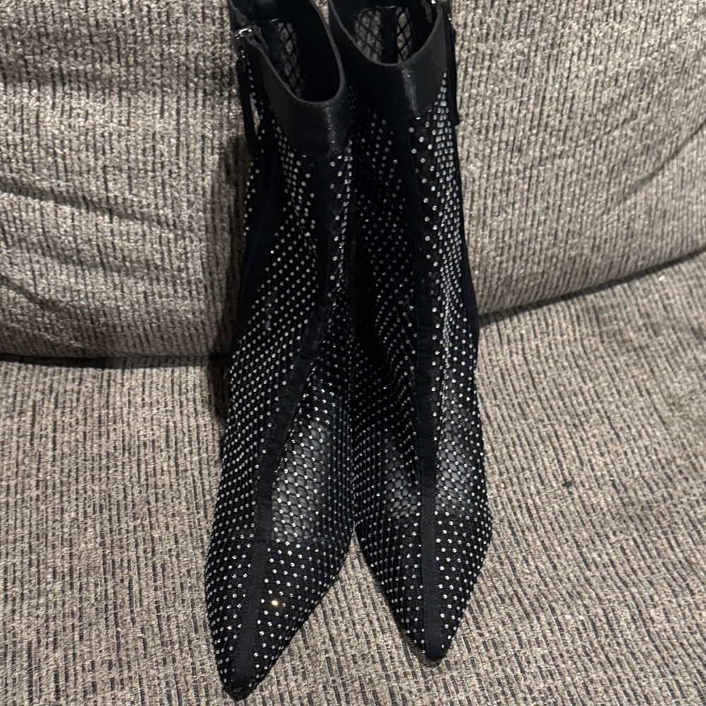 Chic Black Studded Heeled Boots - Picture 2 of 8